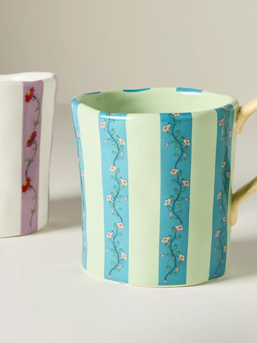 ANTHROPOLOGIE Alma stoneware floral mug